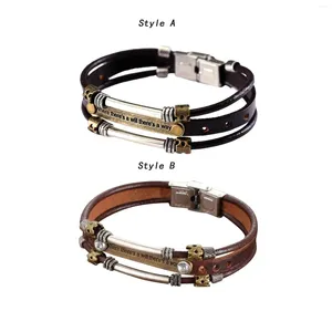 Charme pulseiras presentes para homens pulseira de couro aniversário masculino namorado marido pai irmão filho