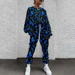 Womens Two Piece Pants Women Tracksuit Plovers Cloting Long Sleeve Tie-Dye Print Female Tops And Elastic Waist Slim Casual Drop Delive Dhpwb