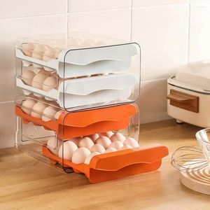 Butelki do przechowywania lodówki pudełko jaja bezpieczna pojemność tracy podwójna z 32 siatkami przezroczystymi dla kuchni
