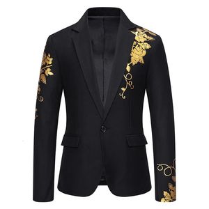 Mode Paisley Stamping Print Mens Suit Coat Case Business Wedding Slim Fit Sude Single Buckle Suit Party Coat Office 240314