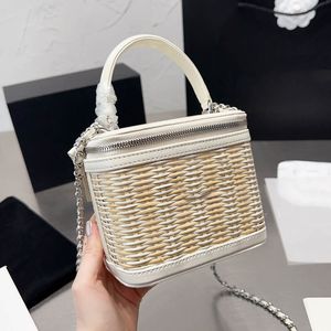 Mini Women Weaving Designer Makeup Bag 15CM Silver Hardware Zipper Crossbody Shoulder Bag Luxury Handbag Evening Clutch Coin Purse Key Pouch Pochette Card Holder