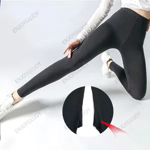 Leggings femininas invisíveis virilha aberta ao ar livre sexo quatro lados elástico para homens e mulheres cintura alta yoga esportes sexy 9 calças de ramo