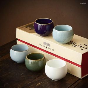 Tea Cups Imitation Song Five Famous Kiln Master Cup Set Tasting Fragrance-Smelling Teacup