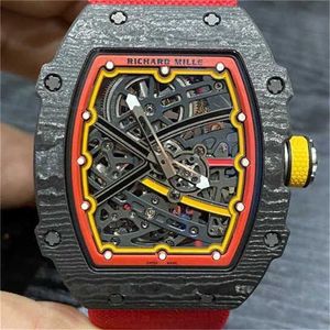Richasmiers Watch YS Top Clone Factory Watch 카본 섬유 자동 석영 손목 시계 손목 시리즈 387475mm RM6702 NTPT 검은 색 및 빨간색 yi4t3b YI8615O71WX