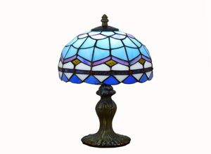 Table Lamp European Blue Mediterranean Lamp Stained Glass Table Lamp Creative Bedroom Bedside Desk Light 20CM3339757