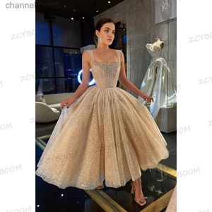 Urban Sexy Dresses Charming Square Collar Spaghetti Straps Prom 2023 A-Line Ankle-Lengh Beaded Tulle Zipper Custom Made Formal Gown YQ240327
