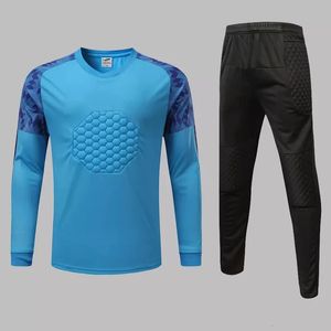 Men Kids Soccer Goalkeeper Set Training Pant Suit Football Goalie Jersey Shirt Goal Keeper Uniform Kneepad Elbow Chest Protector 240314