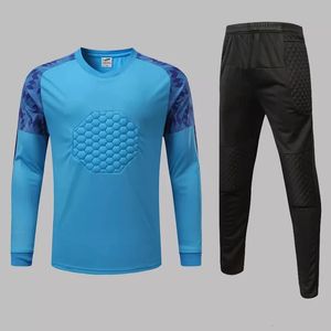 Uomo Bambini Set da portiere di calcio Pantalone da allenamento Completo da portiere di calcio Maglia da portiere Uniforme Ginocchiera Gomito Protezione per il torace 240314