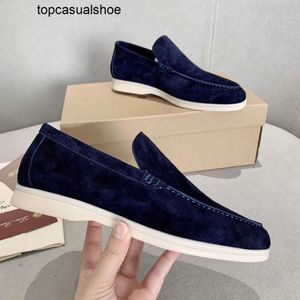 Loro Piano LP Lorospianasl Rilevamento perdite fatte a mano Pure Originale Round Head pelle comoda flat sola sola scarpe da uomo stagionali scarpe da uomo scarpe da uomo scarpe da uomo