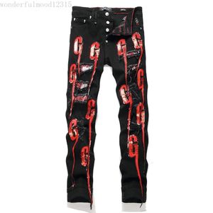 Hip Hop Jeans Designer Jeans Mens Embroidery Jeans Men Knee Skinny Straight Size 29-38Denim Wholesale