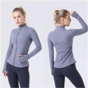 Lu-двусторонняя матовая куртка для йоги для женской верхней одежды, спортивная одежда для бега с плотным воротником и застежкой-молнией