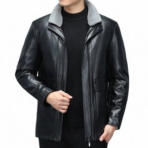 zdt-8038 Men's Winter New Leather And Fur Integrated Thickened Coat With Lapel Collar Genuine Leather Coat Down Coat Jacket Z34O#