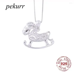 Hängen Pekurr 925 Sterling Silver Zircon Trojan Horse Necklace For Women Cute Doll Kids Girl Fashion Jewelry Gift