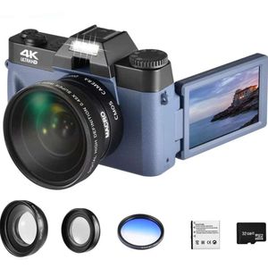 Accessori Obiettivo Ro Fotocamera digitale 4K con schermo ribaltabile, videocamera per selfie, 48MP, vlog Youtube, Wi-Fi, webcam, videoregistratore vintage, grandangolo 16x - Perfetto per i contenuti