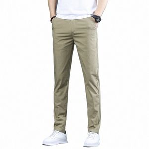 2024 pantaloni casual da uomo stretch slim classici pantaloni chino uomo kaki sottile Cott pantaloni estivi elastici Dr coreano maschio Busin i9IO #