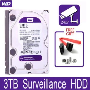 Laufwerke Wd Lila 3 TB Überwachung Interne Festplatte Festplatte 3,5 Zoll 64 m Cache Sata III 6 Gb/s 3 T 3000 GB Hdd Hd Festplatte Für Cctv Dvr Nvr