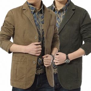 new Men Blazer Spring Autumn Cott Denim Jackets Busin Casual Slim Fit Solid Color Outwear Male Coat M-5XL Hot Selling t6Z0#