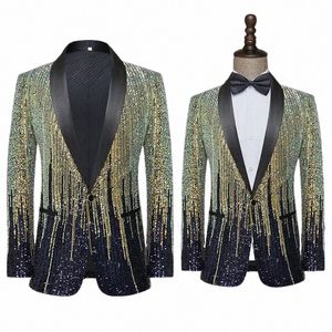 FI herrjacka Meteor Gradient Sequins Suit Coat Stage Performance Host Wedding Only Blazer N0YG#