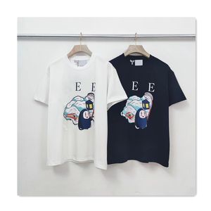 ファッションデザイナーの男性Tシャツ夏のメンズTシャツ高品質のコットンアニメ漫画キャラクタープリント炎パターン白いTシャツ豪華なゆるい女性カジュアルTシャツ