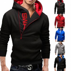 Nya ankomster Autumn Fi Men Casual Slim Letter Printing Head Side Zipper 6 Färg CMERE Sweater Male Outerwear Tops S3SZ#