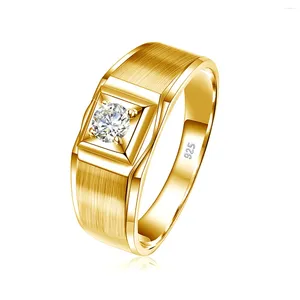 Cluster Ringe Luxus 0,8 ct D Farbe Moissanit Ring Für Mann Frauen Gold Sterling Silber 925 Hochzeit Engagement Trend Edlen schmuck