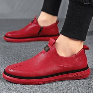 Casual Shoes Man Sneakers PU Leather Comfortable Slip On Flats 2024 Fashion Korean Shallow Loafers Zipper Flat