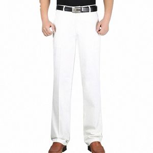 Pantaloni formali per uomo Busin Summer Classic Office Modale a vita alta Plus Size 38 40 42 Pantaloni maschili dritti bianchi puri o90w #