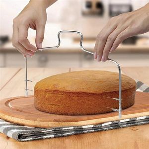 Pişirme Kalıplar Çift hatlı ayarlanabilir kek kesici ekmek dilimleyici paslanmaz çelik düzleştirici katman Diy kesme mutfak aleti