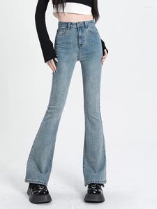 Женские джинсы, весенние женские расклешенные эластичные усы, узкие джинсовые брюки с высокой талией, женские сексуальные длинные брюки в стиле панк Y2K