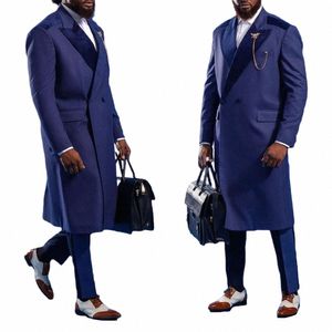 мужской костюм на заказ 2 шт. темно-синий сплошной цвет Lg пиджак брюки свадебный бизнес повседневный выпускной повседневный костюм r8FQ#