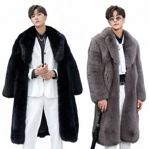 Mäns faux pälsrock vinter 2022 tjockare fluffig lg ärm varmt ytterkläder lyx päl lg btjas jackor lg windbreaker coat c7rt#