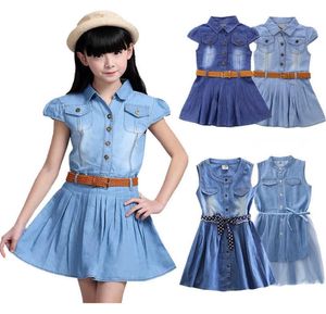 Cowboy Dress For Teens Girls Children Kids Denim Summer Vestidos Clothes 4 5 6 7 8 9 10 11 12 14 Years Old 2108029745930