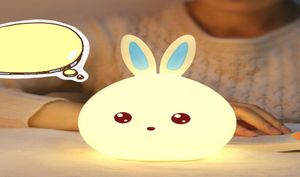 Cute Rabbit Silicone Night Light Colorful Discoloration Blue Pink Touch Dimming USB Cartoon Children Birthday Gift Sleep Light3208858