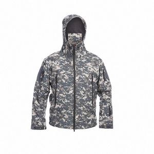 Utomhuskläder haj Skin varm kostym Camoue Coats Män Autumn Winter Soft Shell Waterproof Windproof Fleece Coats E66Q#