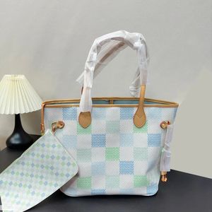 Conjunto de 2 peças bolsas de bolsas de couro genuíno bolsa de bolsa de bolsa crossbody women totes clássico contraste de xadrez contraste bolsas de funcito multi-funcito