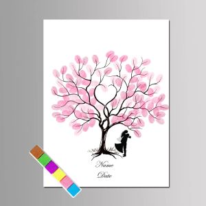 Feeding 1pc Multi Size Diy Heart Wood Fingerprint Wedding Tree Guest Signature Book Anniversary Personalized Canvas Painting Party Gift