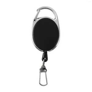 Keychains Heavy Duty Driveble Carabiner Badge Tinker rullar 60 cm dragtråd med nyckelringsklämma svart