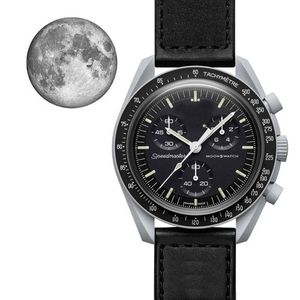 Biyokeramik Gezegen Moon Quarz Moonshine Altın Merkür 42mm Tam Fonksiyon Kronograf Erkek Çift Ortak Adı Kol saatleri Yeni 2024