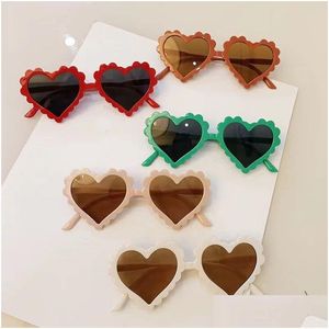 Sunglasses Ins Kids Love Heart Girls Candy Color Frame Polarized Sunglass Goggles Children Uv 400 Protective Beach Glasses Z6517 Drop Dhzuk