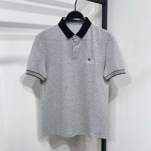Fashionable and Trendy Men's Summer New Slim Fit Lapel T-shirt Gray Embroidered Short Sleeved POLO Shirt 10C124006C