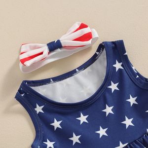 Clothing Sets Born Baby Girl 4th Of July Outfit Sleeveless Star Tank Top Striped Shorts Headband Independence Day Clothes Set