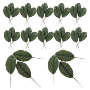 Decorative Flowers Artificial Magnolia Leaves Green Plant Arranging Fake Silk Lifelike Single