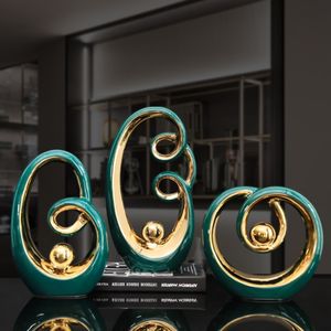 Modern Luxurious Living Room Home Decoration Accessories Abstract Ceramic Figurines Office Decoration Desk Souvenir Crafts