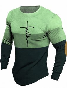 Męski projektant Fi Casual Men's Cross Line Print 3D T-shirt Retro Zestaw prosty nowoczesny Run Street Fitn Sports LG Sleeve V5SB#