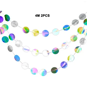 Dekoracja imprezy 2PCS Papier refleksyjny Garland wielokierunkowy koło ślubne Kręgowe kropki długie 4m wiszące streamer kolorowy sztandar brokatowy