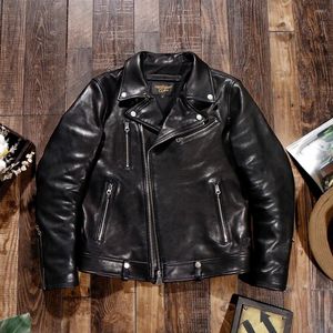 Men's Jackets Tailor Brando J-35 Italian Uncoated Vegetable Tanned Sheepskin Japanese Lapel Diagonal Zipper Leather Biker Jacket