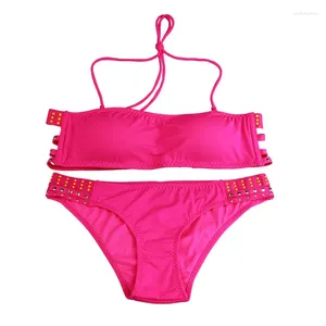 Mulheres Swimwear Feminino Bralette Mulheres Sexy Diamante Padrão Define Cor Rosa Push Up Bra Calcinha Para Alta Qualidade No.4548