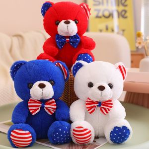 25cm w stylu brytyjskiej muszki Teddy Bear Pluszowa zabawka pluszowe zwierzęta Niedźwiedź Uścisk Plushie London Stripe Star Flag Flag Plush Toys