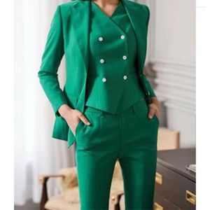 Ternos masculinos femininos de três peças terno de negócios mulher roupas usar para trabalhar conjuntos elegantes colete chique e calças conjunto blazer