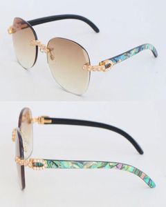 Heatwave lüks moissanit elmas seti rimless güneş gözlükleri kadınlar orijinal deniz kabuğu siyah manda boynuz gözlükleri tasarımı classi1099935